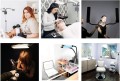 Lampada doppia LED per trucco, ciglia, tatuaggio, foto + treppiede