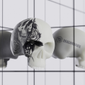 Teschio in silicone 3D per esercitarsi con tatuaggi e piercing - ottima qualità