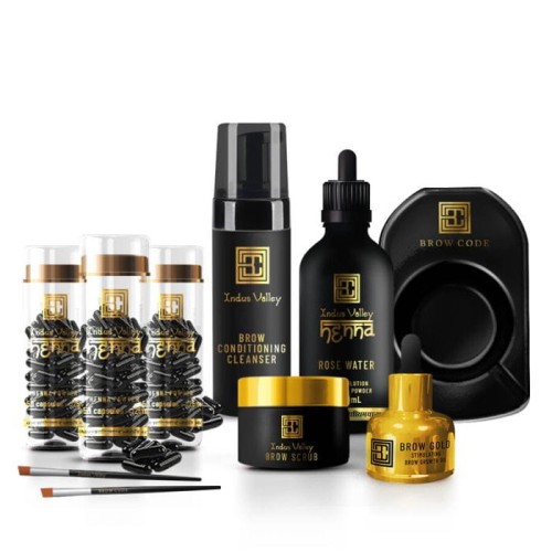 Indus Valley Henna Kit, henné in polvere Brow Code - set grande